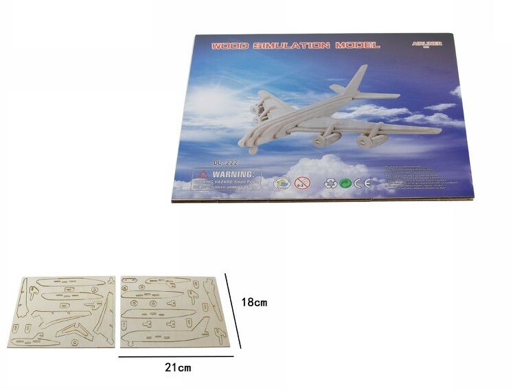 Puzzle 3D Legno Aereo Di Linea Modellino Modellismo Collezione Gioco Bambini dfh