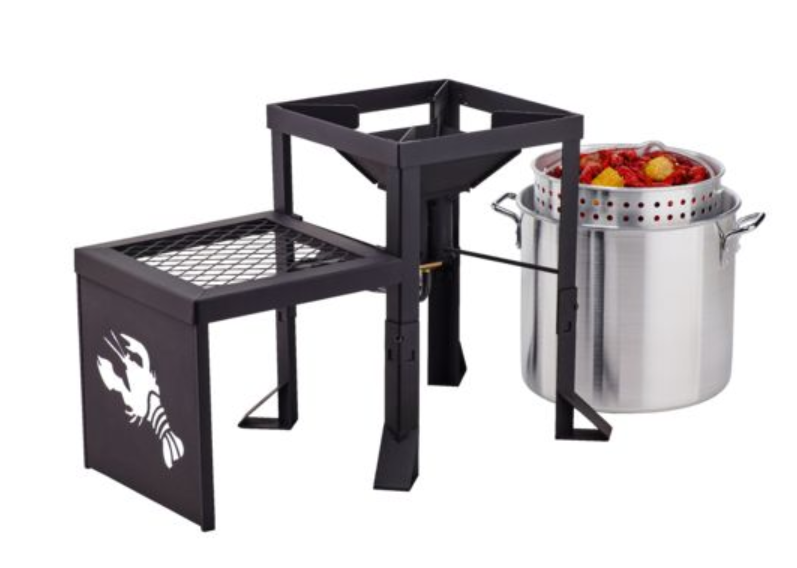Outdoor Double-Burner Propane Fryer Boiler with Side Table Shrimp Fish Crawfish