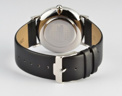 Pre-owned Jacques Lemans 'la Passion' Minimalist Quartz Watch 5atm 40mm Case Black Dial