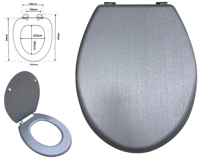 CopriWater Copri Water Sedile WC Bagno Universale Cerniere Acciaio Grigio L dfh