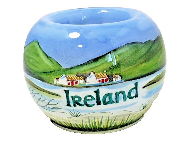 Irish Ireland Glass Votive Candle Holder
