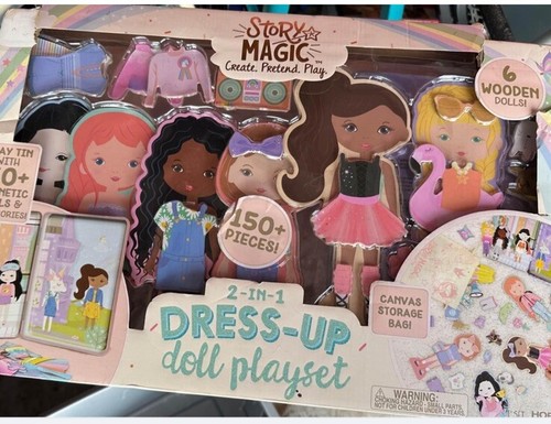 Story Magic 2 In 1 Wooden Magnetic Dress Up Dolls- 150+ Pieces