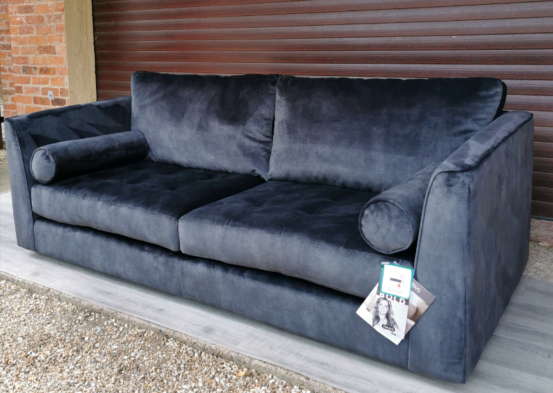 Harvey's Bold Idol Coal Velvet 3 Seater Sofa By Louise Collection in