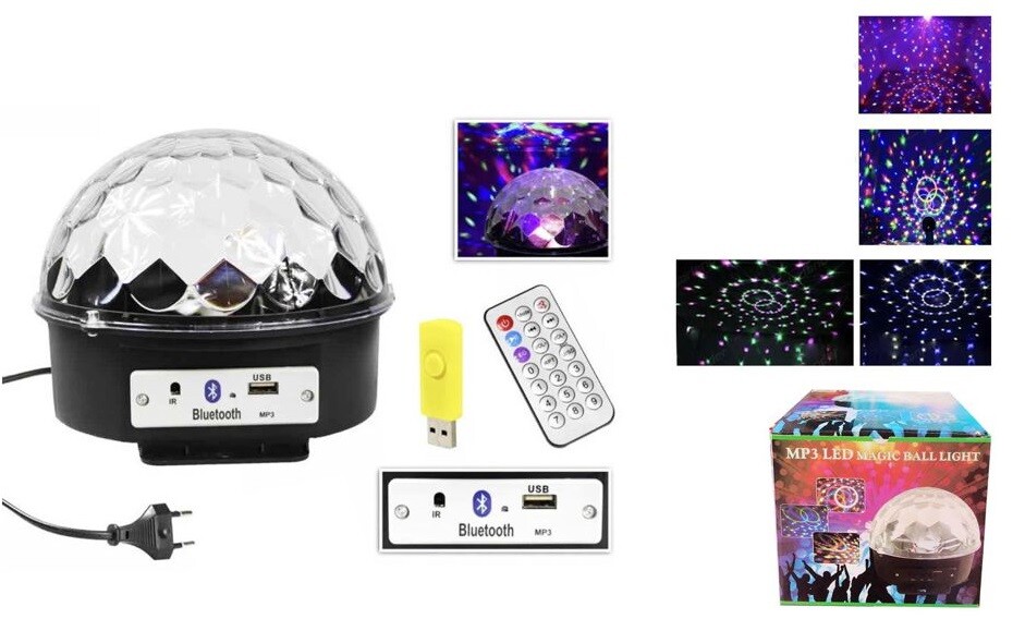 Magic Light Ball Speaker Bluetooth Sfera Luce Multicolore Mp3 Strobo Usb cir