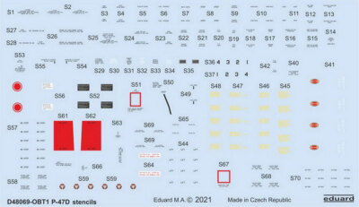 1/48 P-47D Thunderbolt Stencils Decals for Eduard/Tamiya/Academy/Hasegawa