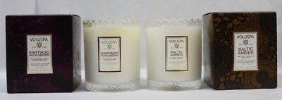 2 Pc VOLUSPA Japonica Candle Set Lot - Santiago Huckleberry & Baltic Amber NIB