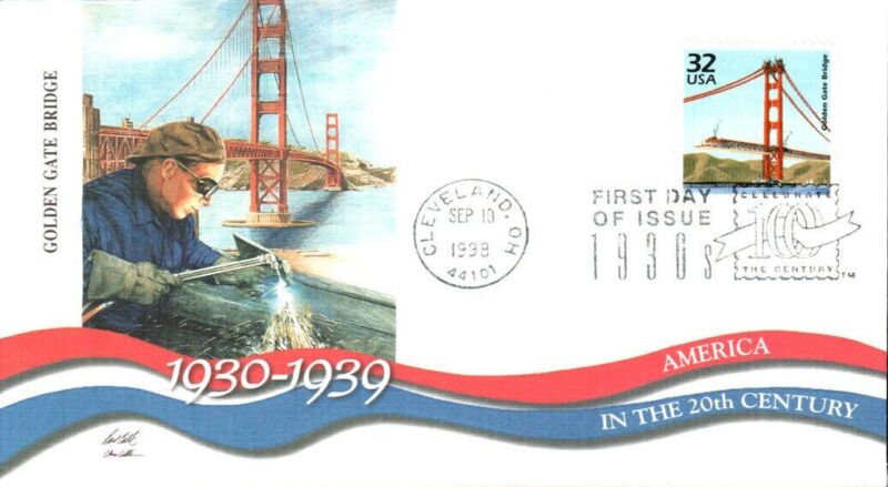 The Golden Gate Bridge  1930s Decade Ctc 1998 Fleetwood Cachet Fdc Unaddr