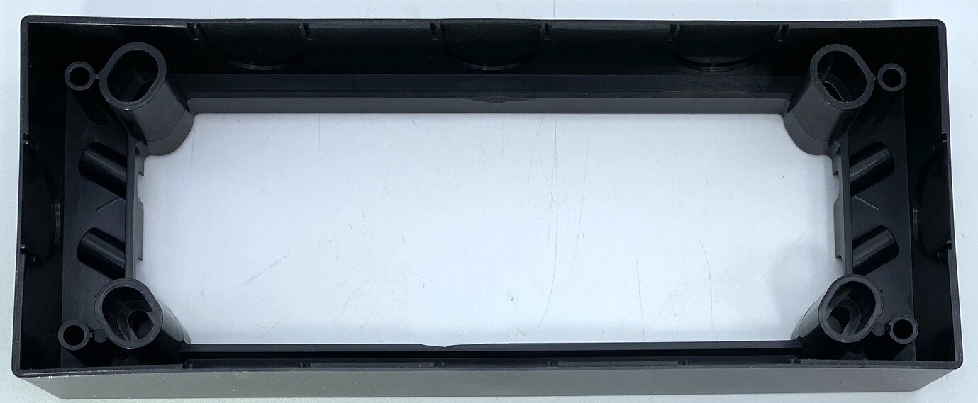 Black Quad Mounting Block 4 gang Base GPO power point 25mm Deep 4 Way