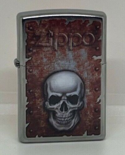 Rusted Skull Design Street Chrome Zippo Windproof Pocket Lighter, 29870