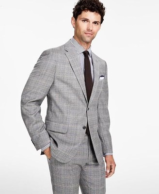 Спортивное пальто-блейзер Tommy Hilfiger Mens Modern Fit в клетку Стрейч, серый верблюжий, 40Л
