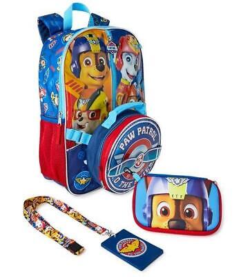 Paw Patrol Kid 17 Inch Backpack Bookbag 4 Piece Set School Travel Play Date NEW