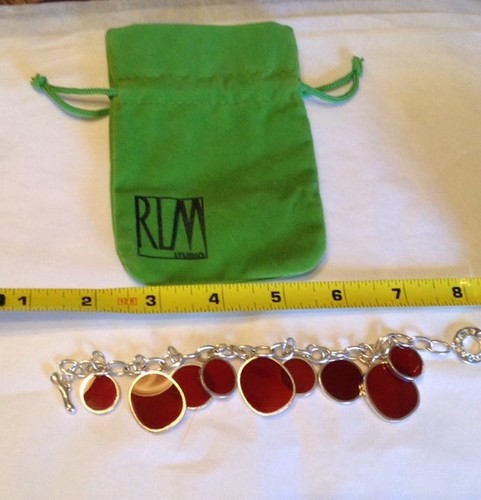 Sterling Carnelian Charm Bracelet by Robert Lee Morris-RLM Studio W/Bag