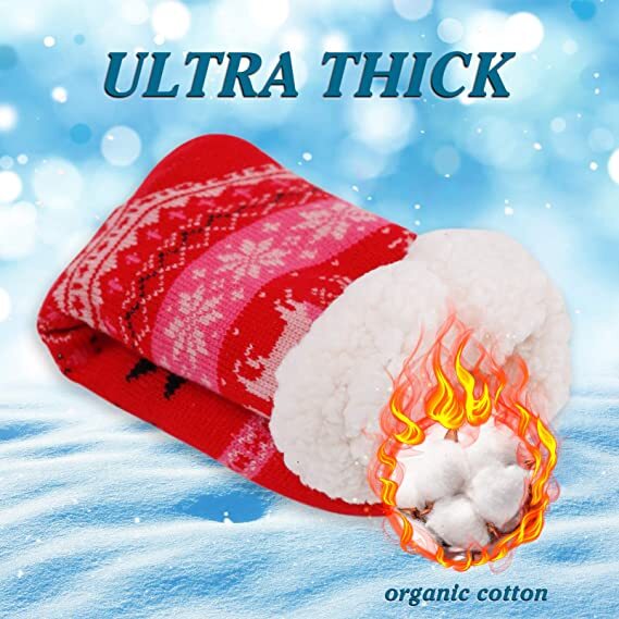 Women Thermal Cozy Fuzzy Deer Sherpa Fleece-lined Non-Skid Slipper Socks LOT