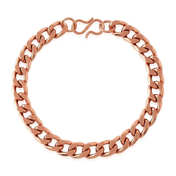 Pack of 2 Rose Gold Tone Copper Plated Brass Chain Bracelet Men Women