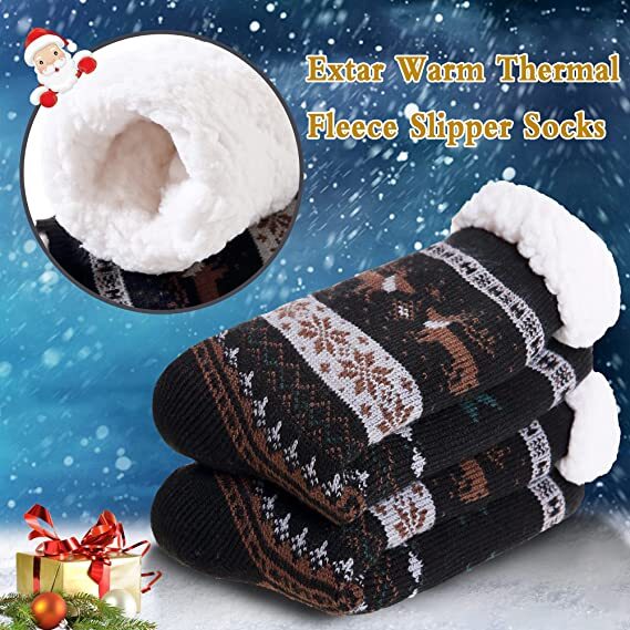 Mens Winter Sherpa Fleece-lined Cozy Fuzzy Thermal Slipper Socks Size 7-13 Lot