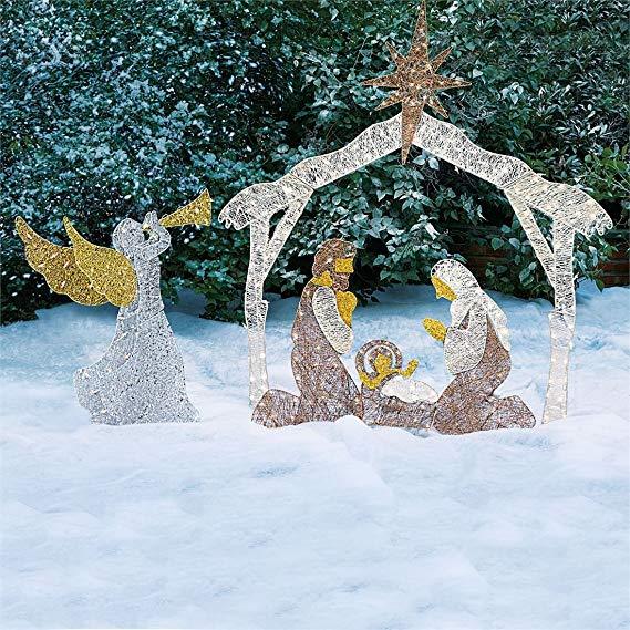 Pre Lit 6' Tall Nativity Scene Shimmer Lawn Christmas Decoration Outdoor Holiday