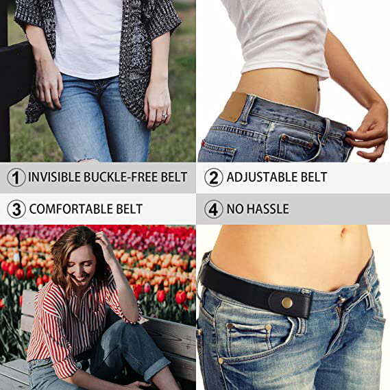 Buckle Free Adjustable Women Belt Invisible Elastic Belt for Jeans Pants