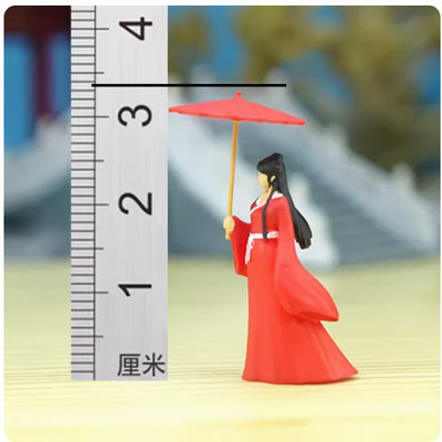 1/64 Scale Ancient prop open an umbrella maid Painted Mini Figure Models Scene