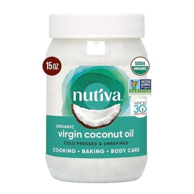 Nutiva Organic Cold-Pressed Virgin Coconut Oil 15 Fl Oz USDA Organic Non-GMO
