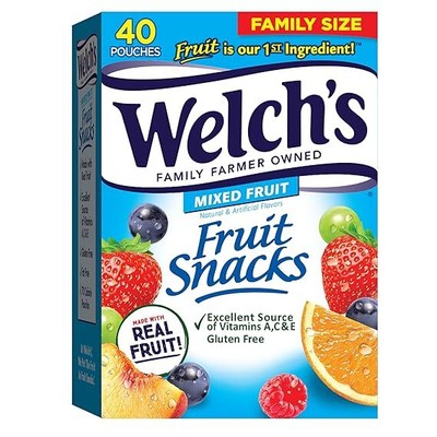 Welch's, Made With Real Fruit Fruit Snacks, Mixed Fruit, 0.8 oz, 40 Count NEW US