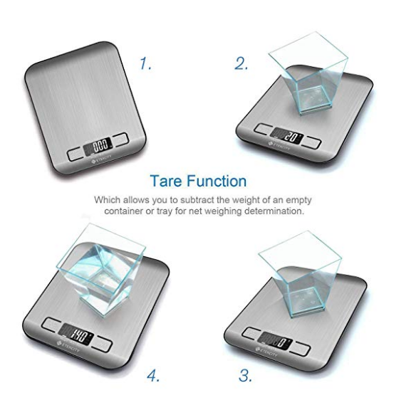 Etekcity Digital multifunction Kitchen Food Scale Stainless Steel Silver 11lbs