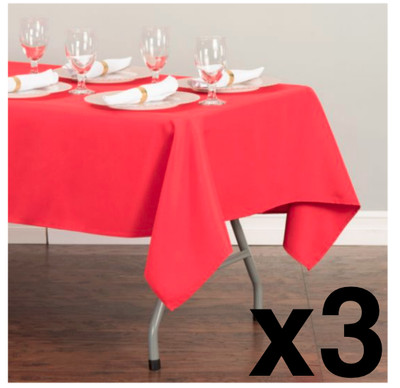 LinenTablecloth 60x126'' Rectang Polyester Tablecloth RED 3PK Wedding Party Event
