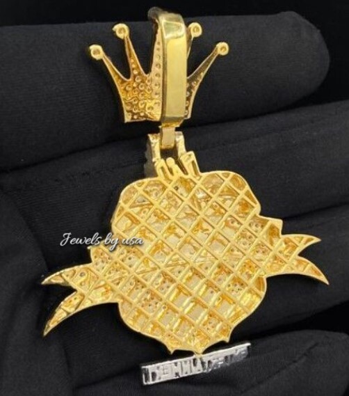 Pre-owned Nsg Real D/vvs Moissanite Customized Word/letter Rapper Pendant Free Gift 925 Silver In White