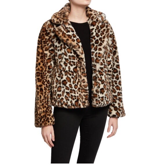 NIEMAN MARCUS FAUX FUR LEOPARD JACKET COAT L NWT $ 300 | eBay