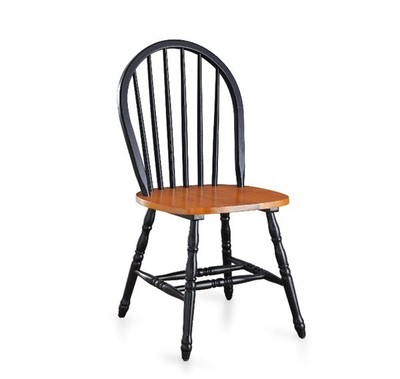 Dining Room Chairs 6 Black and Oak Windsor Traditional Wood Wooden