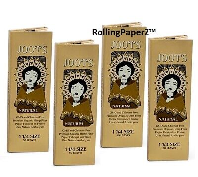 4 Packs JOOTS Natural 1 1/4 Rolling Papers 100% Organic Hemp ''Guru-Grade''