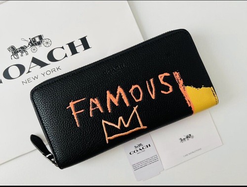 COACH x Basquiat , C5447, Long Zip Wallet, FAMOUS, Crown,Black,New, COACH x Basquiat , C5447, Long Zip Wallet, FAMOUS, Crown,Black,New,