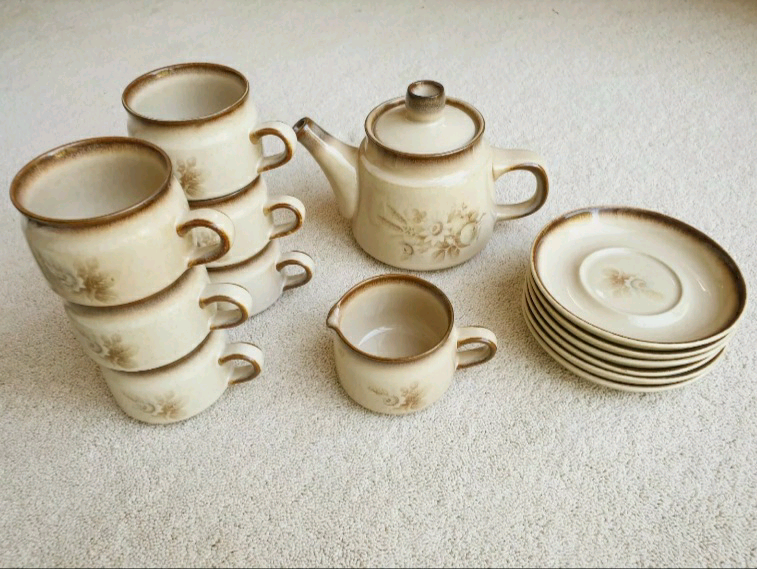 Original Denby Memories 6 Piece Tea Set (unmarked, unchipped) in