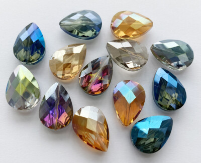 16x28mm large size Faceted Multi-color Crystal Quartz Teardrop Beads 8pcs
