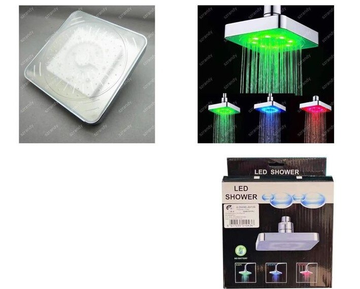 Soffione Doccia Con Luce Led E Sensore Di Temperatura 3 Colori Rgb cir