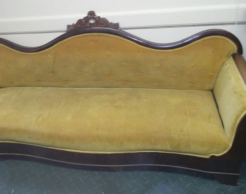 Yellow Velvet Antique Victorian Empire sofa (Pickup Only)