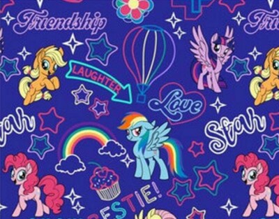 FAT QUARTER MY LITTLE PONY FABRIC  BESTIE  FRIENDSHIP LAUGHTER & LOVE HASBRO  FQ