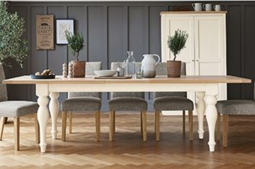 Nearly New Next Shaftesbury Stone 68 Dining Table in Spencers Wood