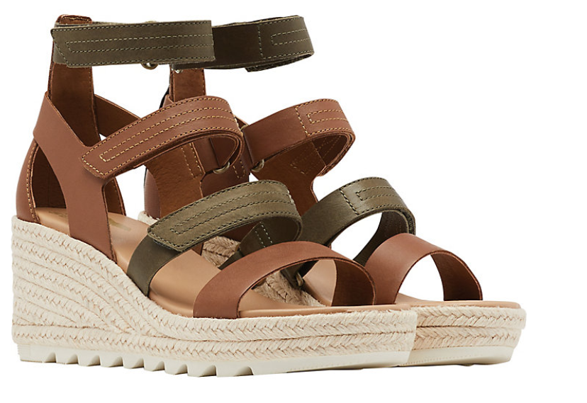 Pre-owned Sorel Cameron Multi Strap Wedge Sandal Velvet Tan Women's Us Sizes 5-11