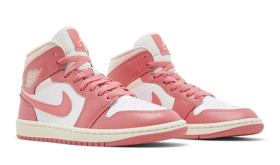 Pre-owned Jordan Air  1 Mid Strawberries And Cream Pink - Size 8w W Women's - Bq6472-186