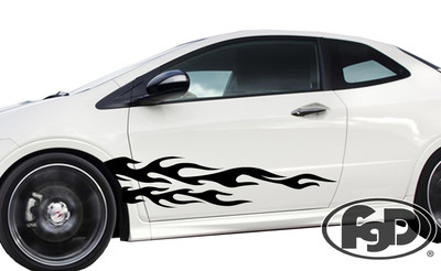 Universal Car flames pinstripe Racing side graphics decals 53.5'' x 12''  (3F29)
