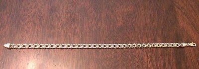 Pre-owned Wishing For Claudia 14k Solid Yellow Gold 3.75mm Polished Double Link Charm Bracelet 7" Length