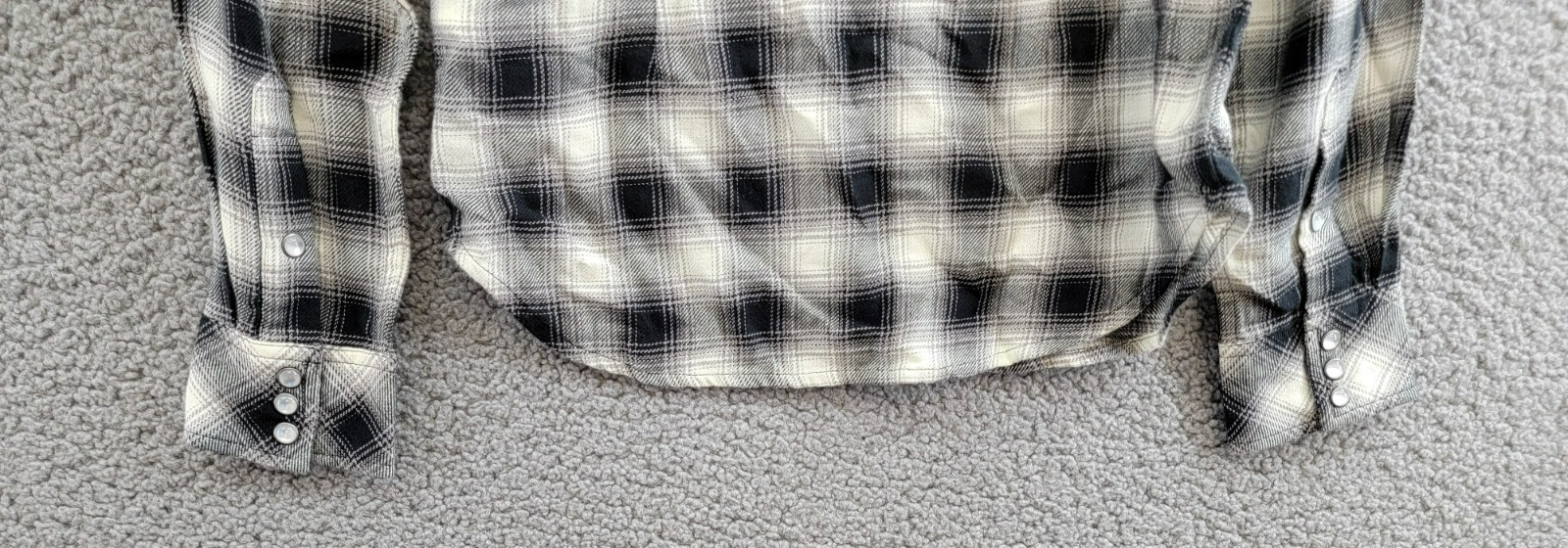 Polo Ralph Lauren Plaid Flannel Western Button Shirt Big Girls 10 Cream/Black - Picture 16 of 20