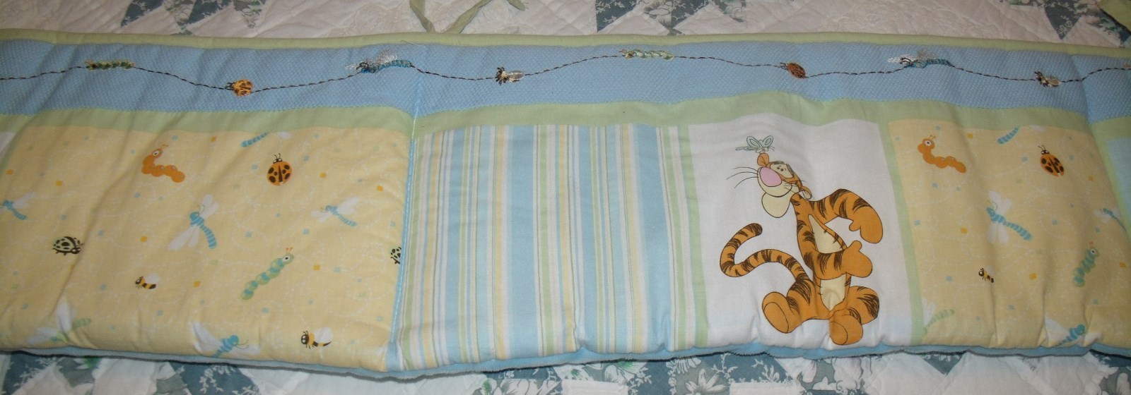 winnie the pooh reversible crib bumper pad pooh and friends with garden bugs