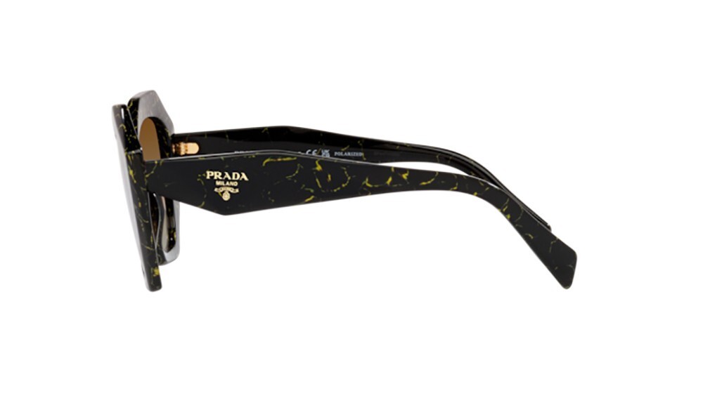 Pre-owned Prada Pr 16ws -19d6e1 Black/yellow Marble -brown Gradient Polarized Sunglasses In Polarized Brown Gradient