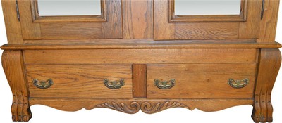 17258 Oak Carved Bevel Glass Mirror American Wardrobe