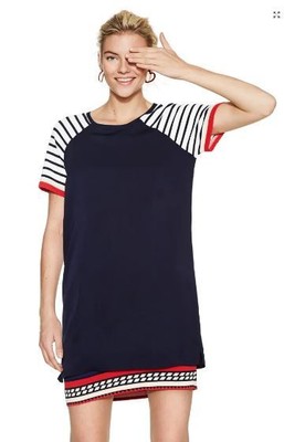 DESIGUAL DESIGUAL DAMEN EINDRUCKSVOLLE KURZÄRMLIGES KLEID, MARINEBLAU/MULTI, 38