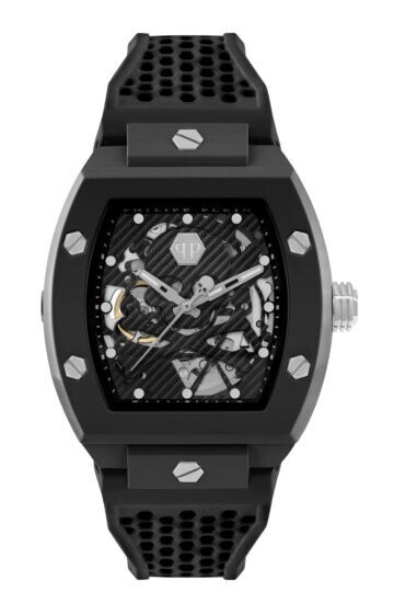 Pre-owned Philipp Plein Black Mens Analogue Watch The Skeleton Ecoceramic Pwvba0423