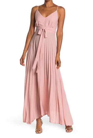 

KENEDIK Розовое плиссированное платье макси без рукавов с v-образным вырезом  Nordstrom Bridesmaid, Розовый