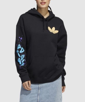 

Женская худи Adidas с графическим рисунком, черная, средняя, Черный