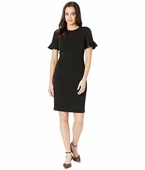 Calvin Klein Новое изысканное ЧЕРНОЕ платье-футляр с развевающимися рукавами от NWT, размер 6